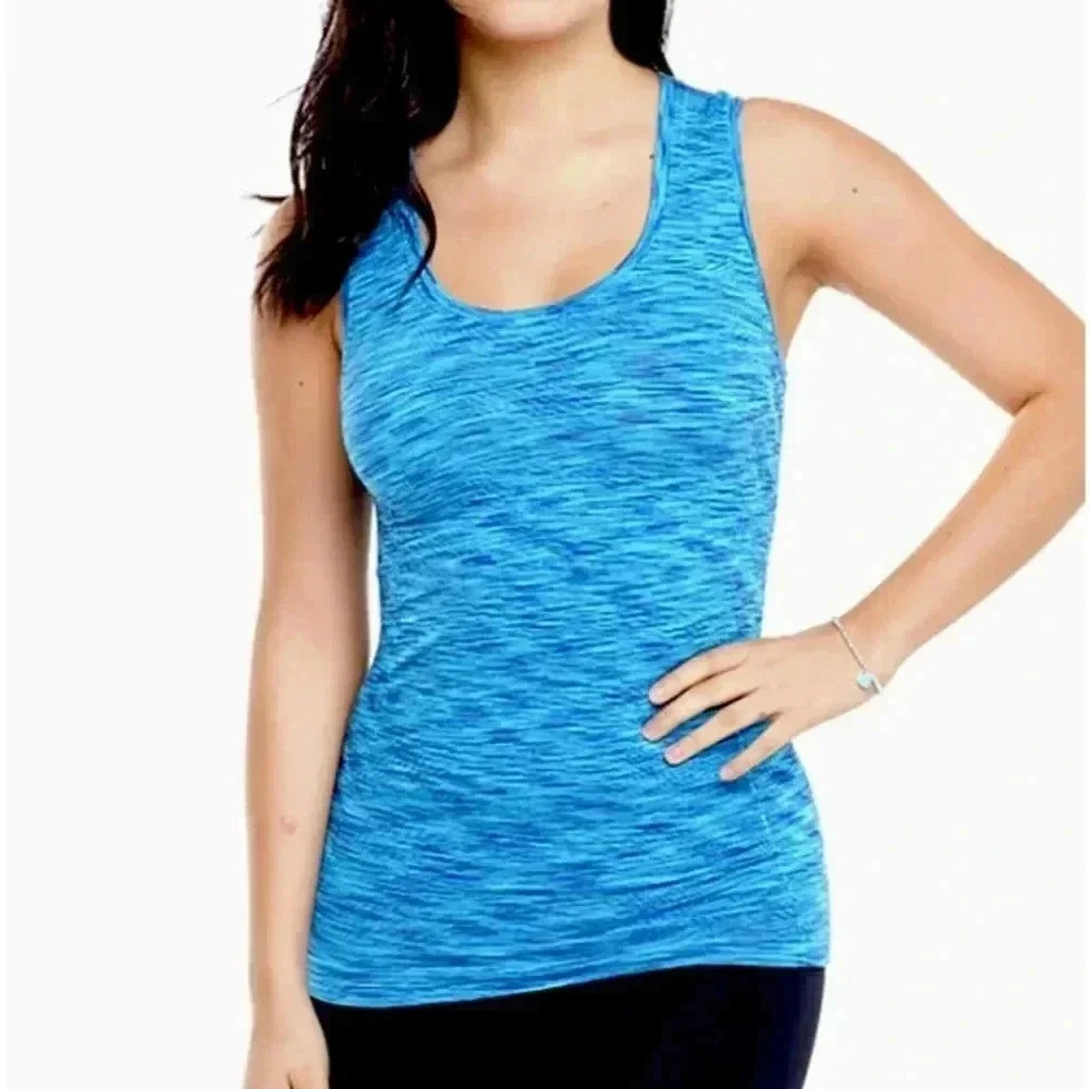 NWT SEAMLESS TANK Tart Collections Serenity OCEAN BLUE athletic slimming top S